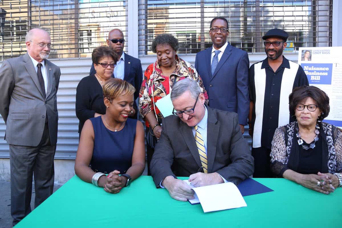 MAYOR KENNEY JOINS COUNCILWOMAN BASS TO SIGN NUISANCE BUSINESS BILL