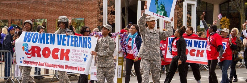 Women veterans marching in the Veteran's Day Parade
