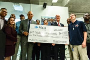 Representatives of PECO present a $100,000 check in support of Philadelphia Energy Authority