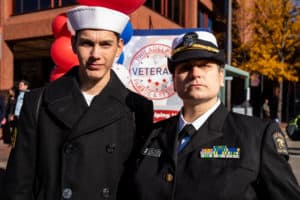 Sailor and naval officer at the Veterans' day parade