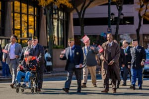 Veterans marching in the Veterans' day parade