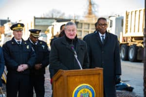 Mayor James Kenney speaks on the city's initiative to install 15 surveillance cameras to stop illegal dumping.