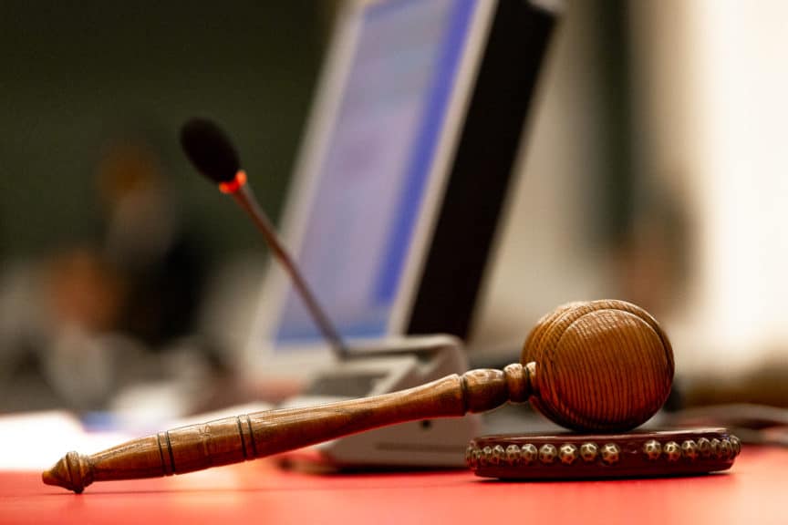 Judge's gavel on a desk