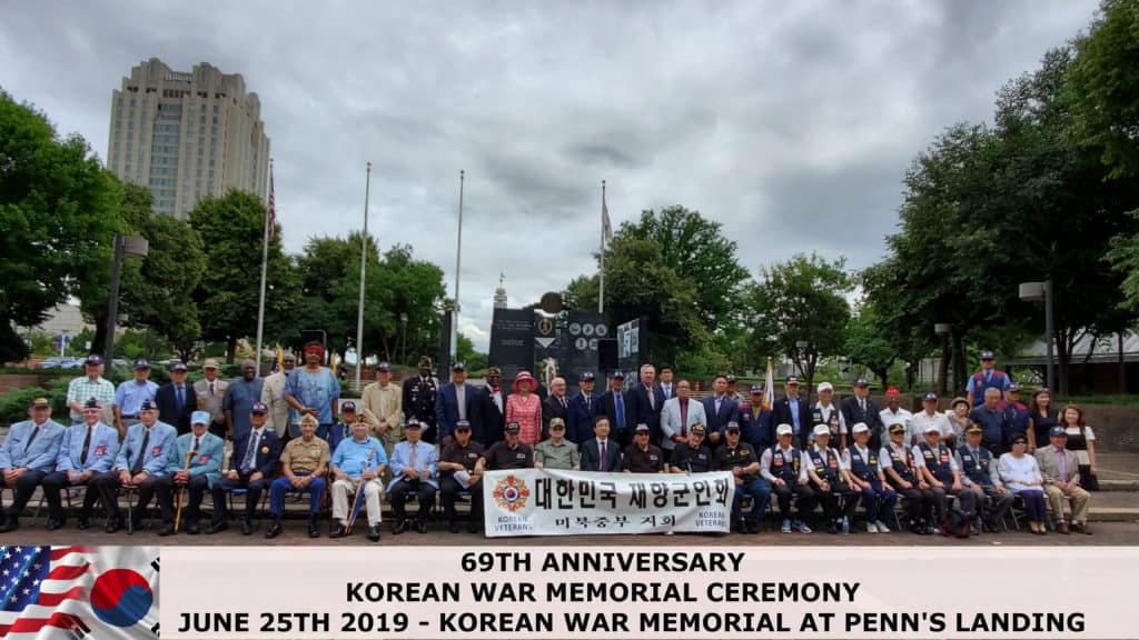 Veterans and others at the Korean War Memorial ceremony