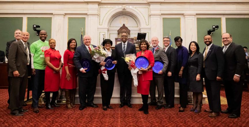 Retiring councilmembers with full council