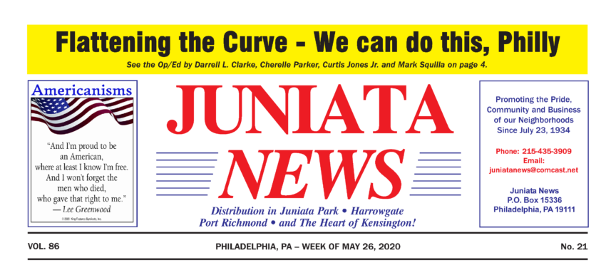 Juniata News header with highlighted story titled Flattening the curve, we can do this Philly