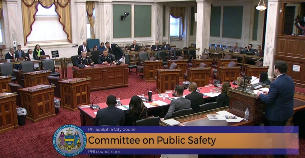 Public Safety Committee hearing screen shot one